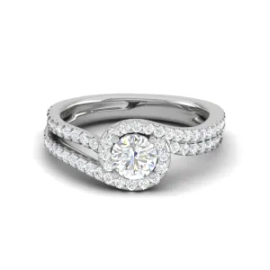 0.50cts Solitaire Halo Diamond Split Shank Platinum Ring JL PT TR1639M