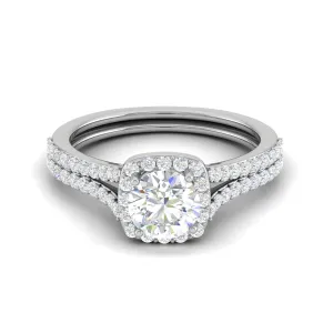 0.50cts Solitaire Halo Diamond Split Shank Platinum Ring JL PT WB573E