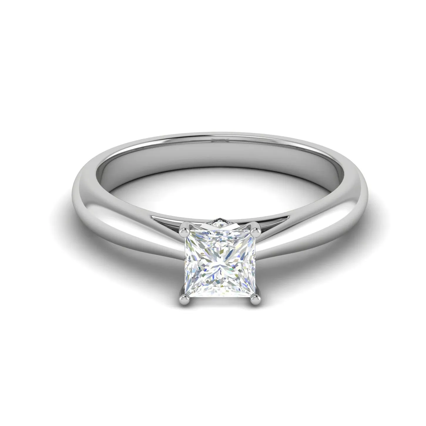 0.70 cts Princess Cut Solitaire Platinum Diamonds Ring JL PT RS PR 156