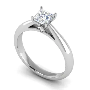 0.70 cts Princess Cut Solitaire Platinum Diamonds Ring JL PT RS PR 156