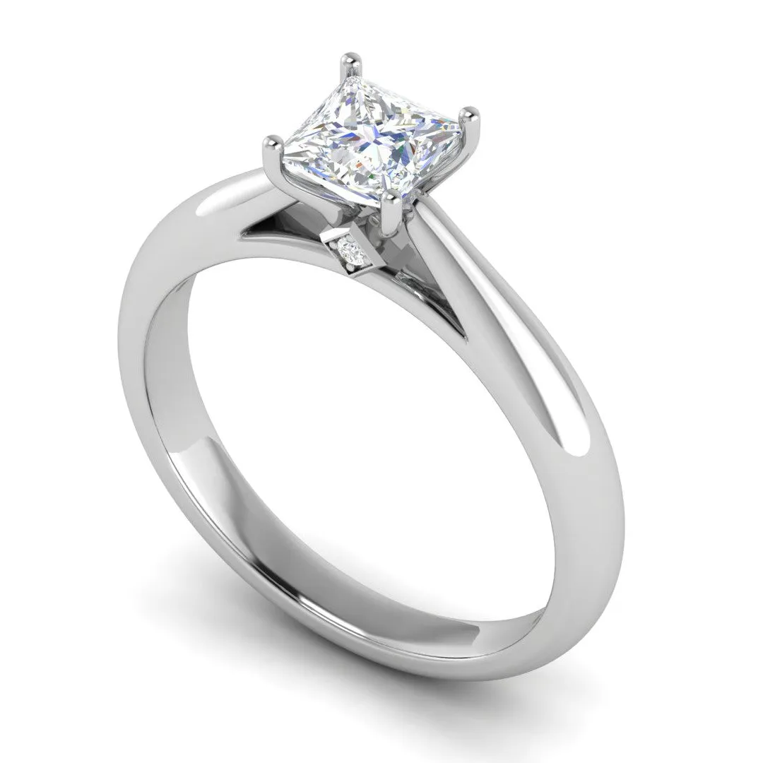 0.70 cts Princess Cut Solitaire Platinum Diamonds Ring JL PT RS PR 156