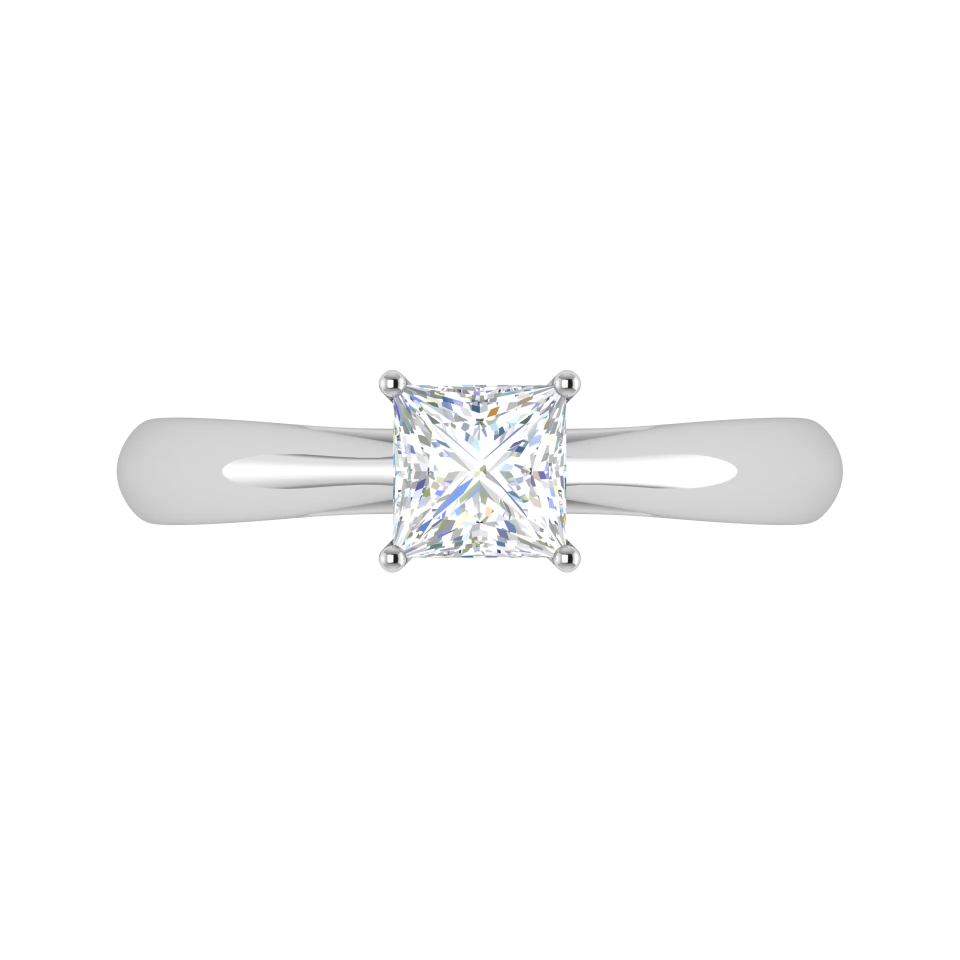 0.70 cts Princess Cut Solitaire Platinum Diamonds Ring JL PT RS PR 156