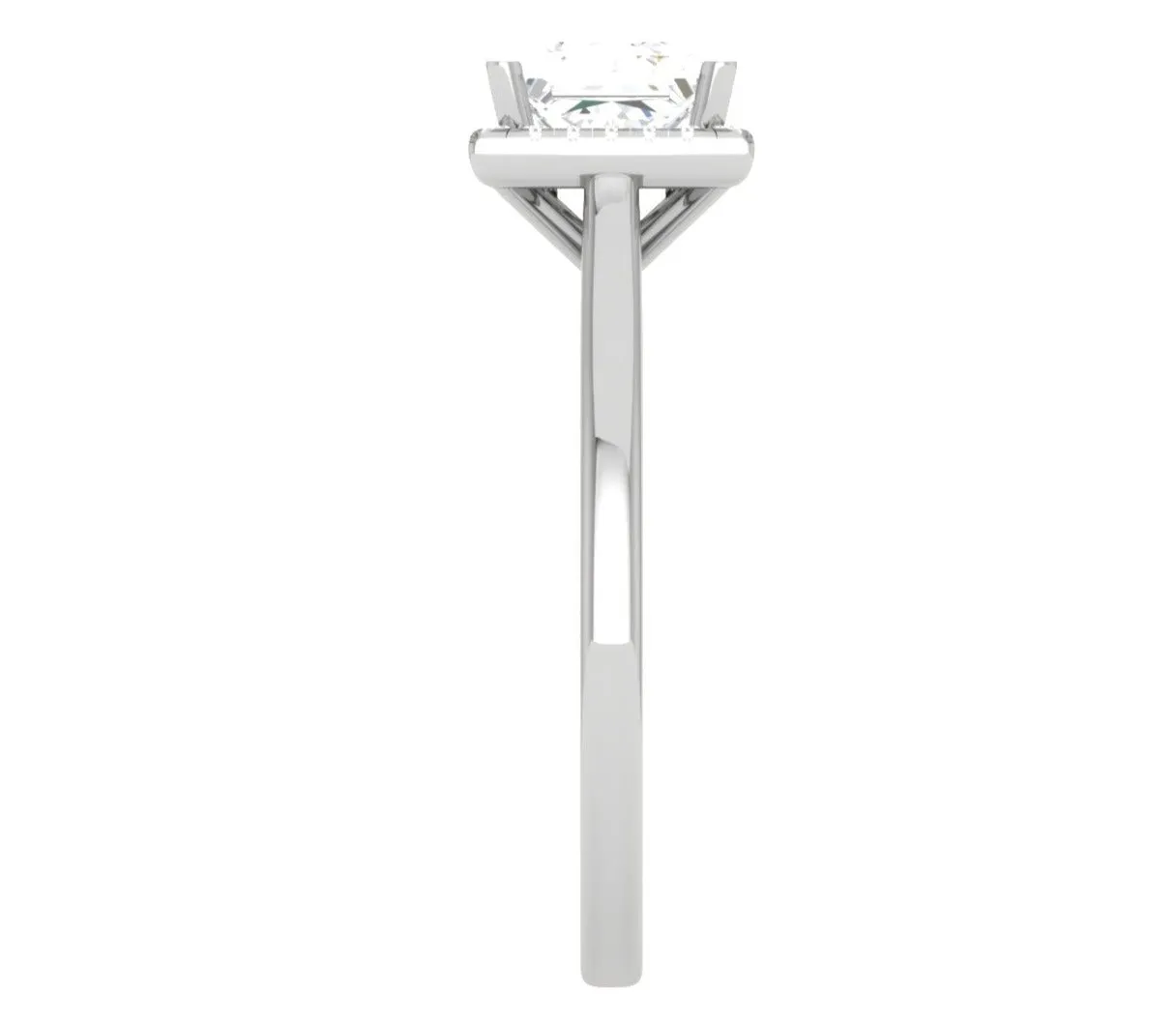 0.70 cts Princess Cut Solitaire Square Halo Diamond Platinum Ring JL PT RH PR 115