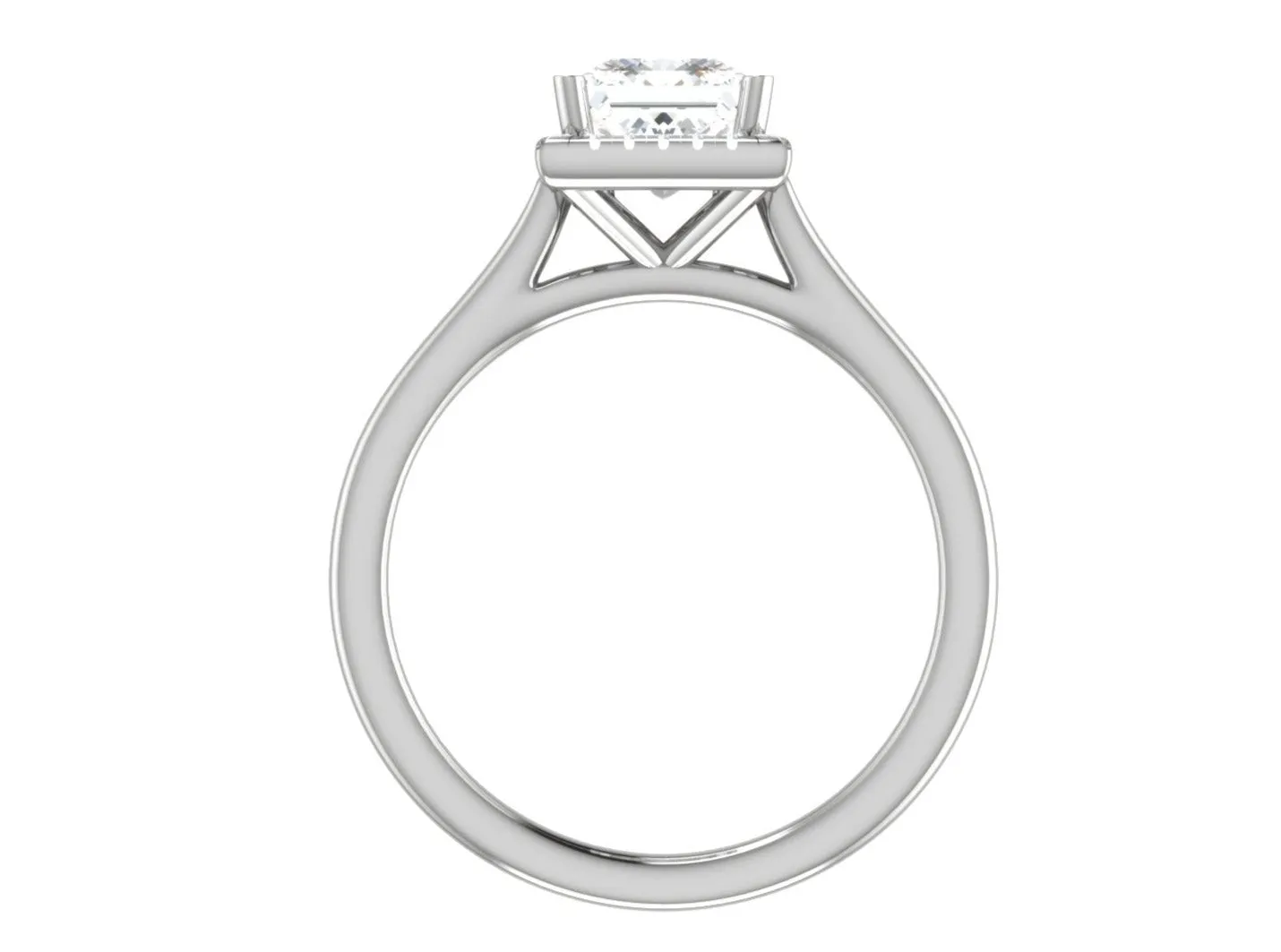0.70 cts Princess Cut Solitaire Square Halo Diamond Platinum Ring JL PT RH PR 115