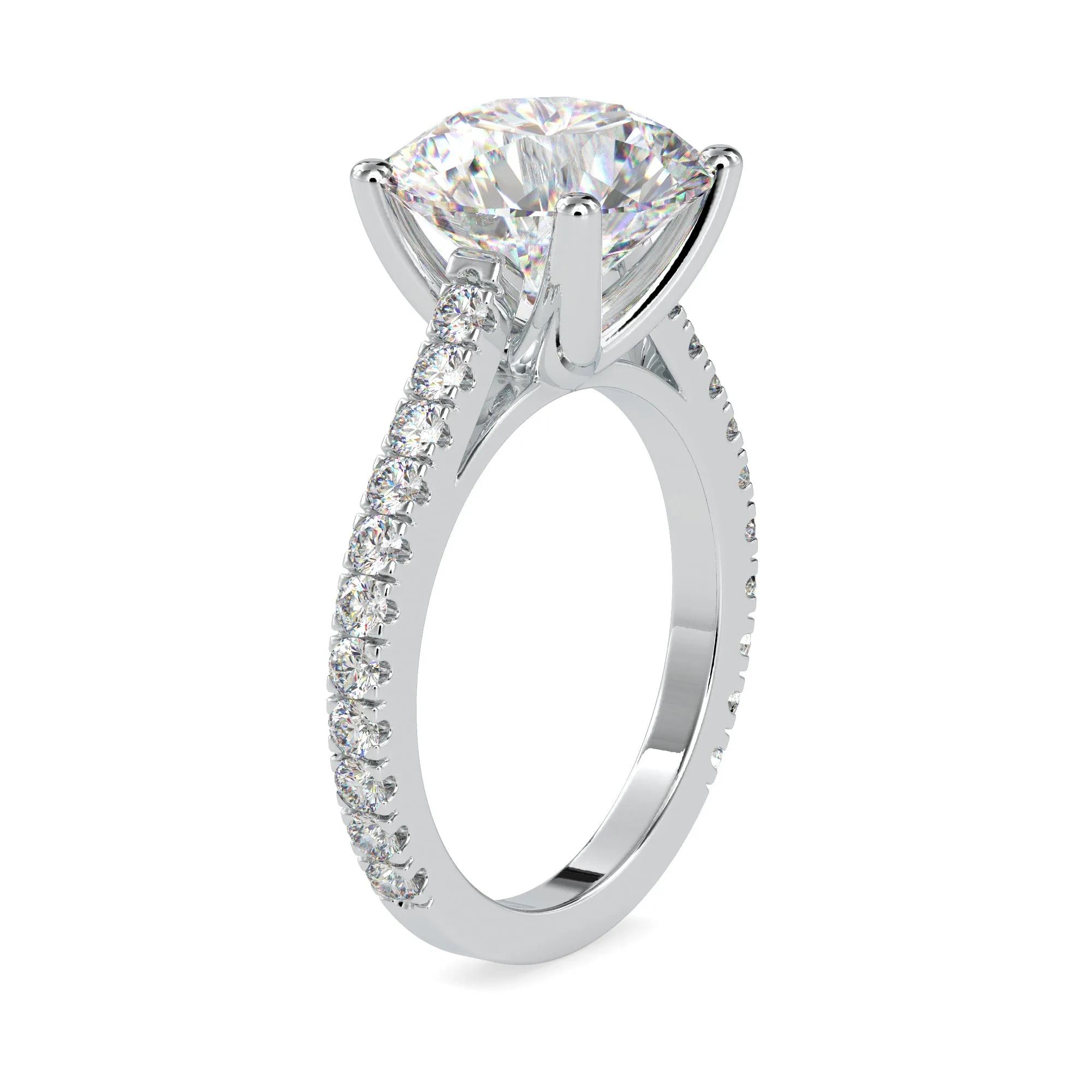 0.70 cts. Solitaire Platinum Diamond Shank Engagement Ring JL PT 0159