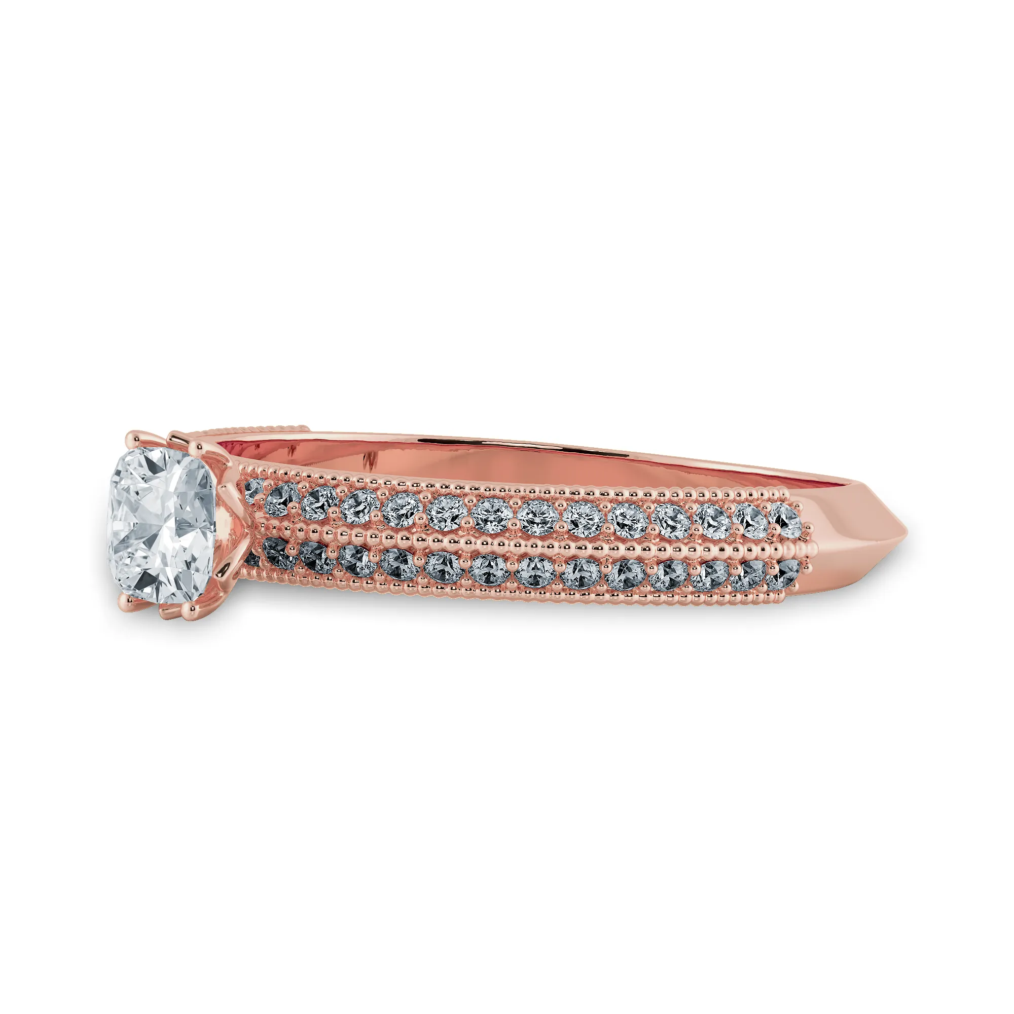0.70cts. Cushion Cut Solitaire Diamond Split Shank 18K Rose Gold Ring JL AU 1187R-B
