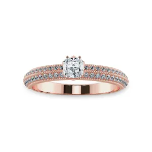 0.70cts. Cushion Cut Solitaire Diamond Split Shank 18K Rose Gold Ring JL AU 1187R-B