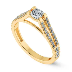 0.70cts. Cushion Cut Solitaire Diamond Split Shank 18K Yellow Gold Ring JL AU 1179Y-B