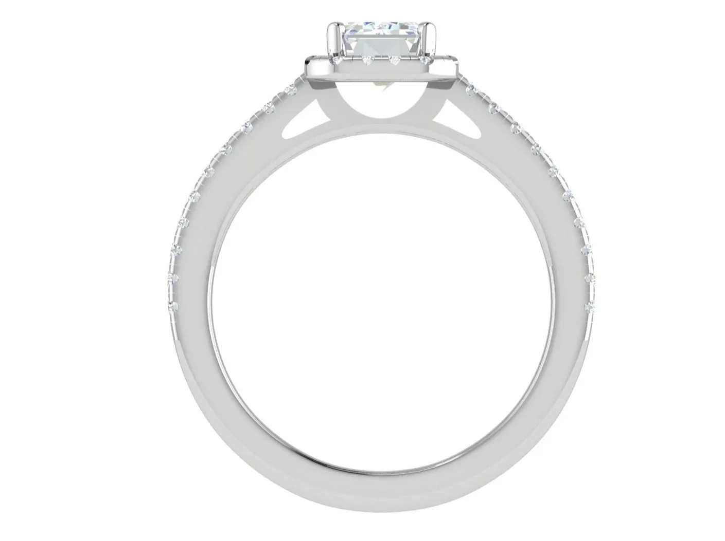 0.70cts Emerald Cut Diamond Halo Diamond Shank Platinum Ring JL PT RH EM 120