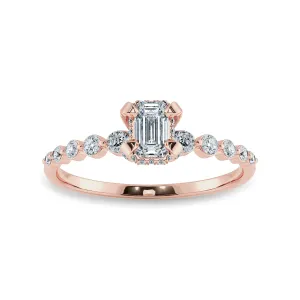 0.70cts. Emerald Cut Solitaire Halo Diamond Accents 18K Rose Gold Solitaire Ring JL AU 2006R-B