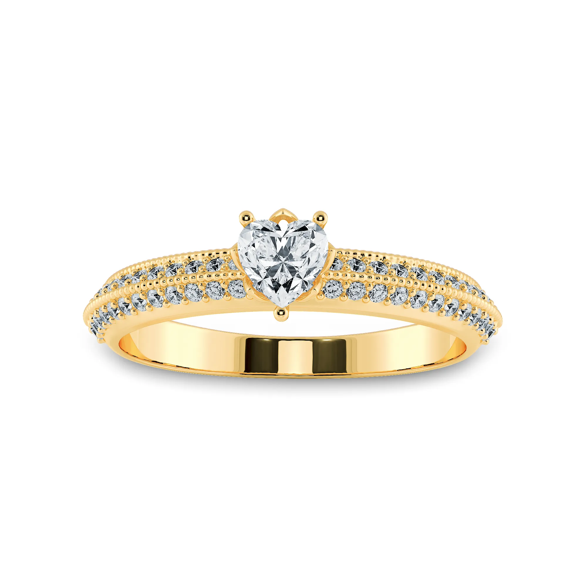0.70cts. Heart Cut Solitaire Diamond Split Shank 18K Yellow Gold Ring JL AU 1189Y-B