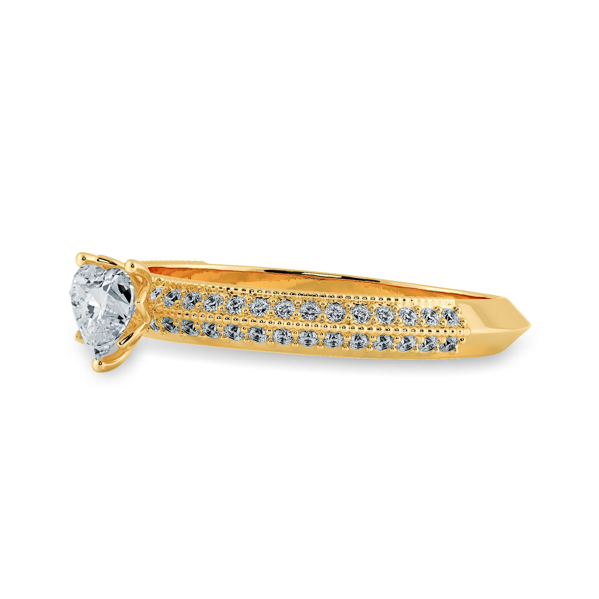0.70cts. Heart Cut Solitaire Diamond Split Shank 18K Yellow Gold Ring JL AU 1189Y-B