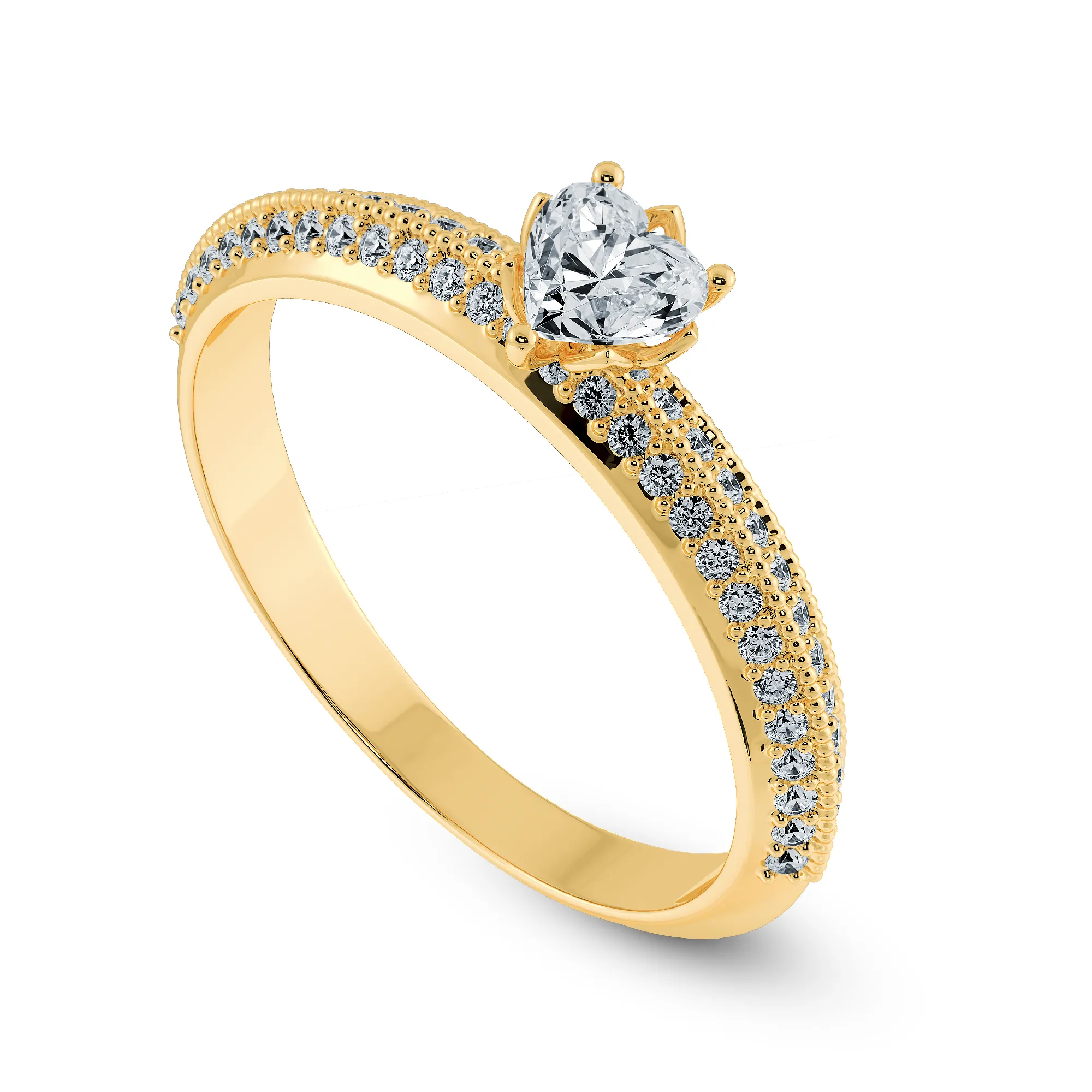 0.70cts. Heart Cut Solitaire Diamond Split Shank 18K Yellow Gold Ring JL AU 1189Y-B