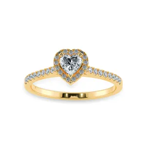 0.70cts. Heart Cut Solitaire Halo Diamond Shank 18K Yellow Gold Ring JL AU 1198Y-B