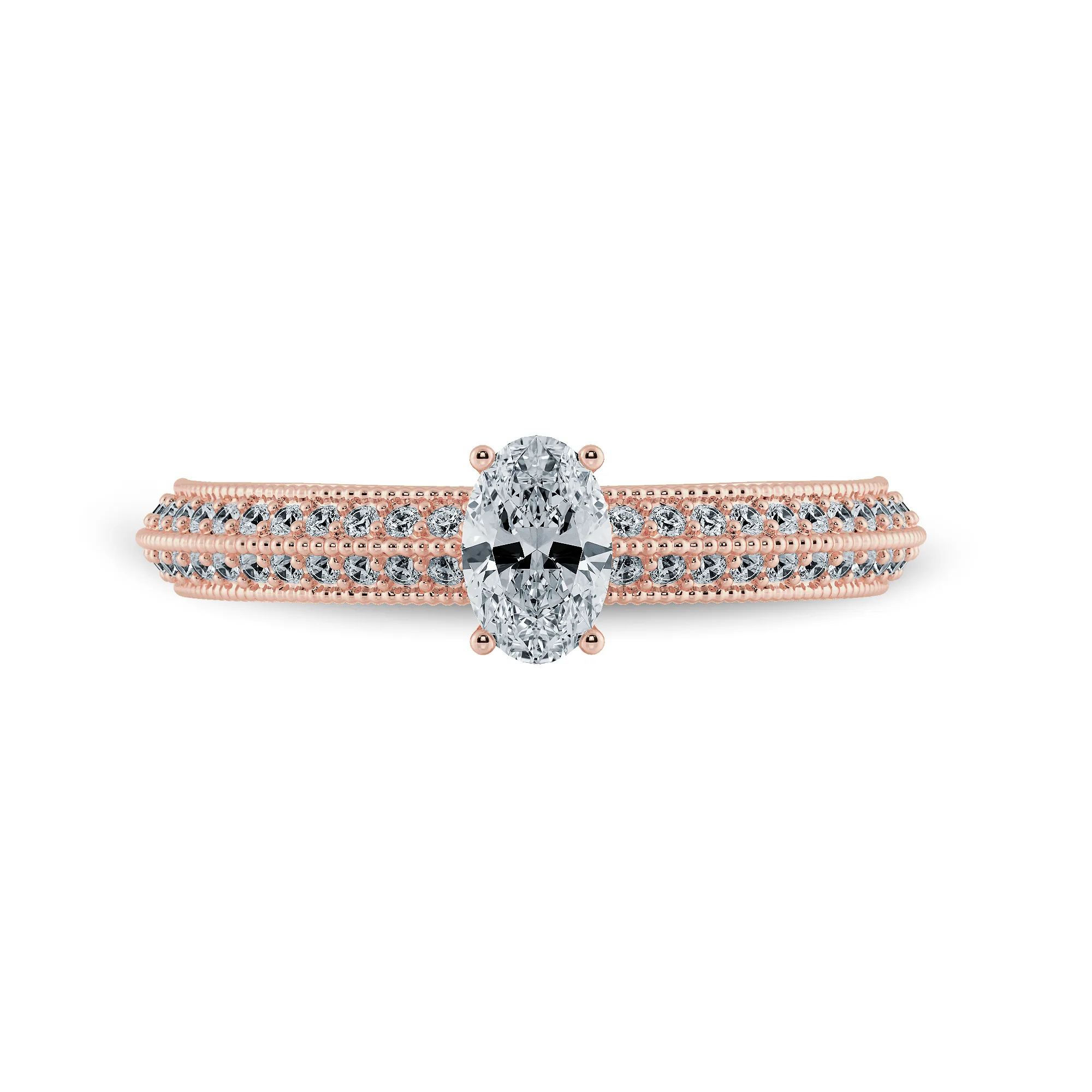 0.70cts. Oval Cut Solitaire Diamond Split Shank 18K Rose Gold Ring JL AU 1190R-B