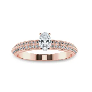 0.70cts. Oval Cut Solitaire Diamond Split Shank 18K Rose Gold Ring JL AU 1190R-B