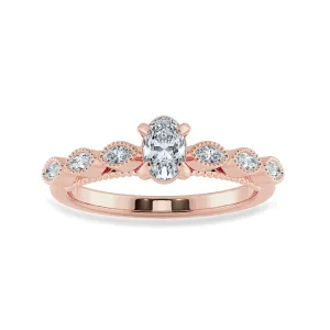 0.70cts. Oval Cut Solitaire with Marquise Cut Diamond Accents 18K Rose Gold Ring JL AU 2017R-B
