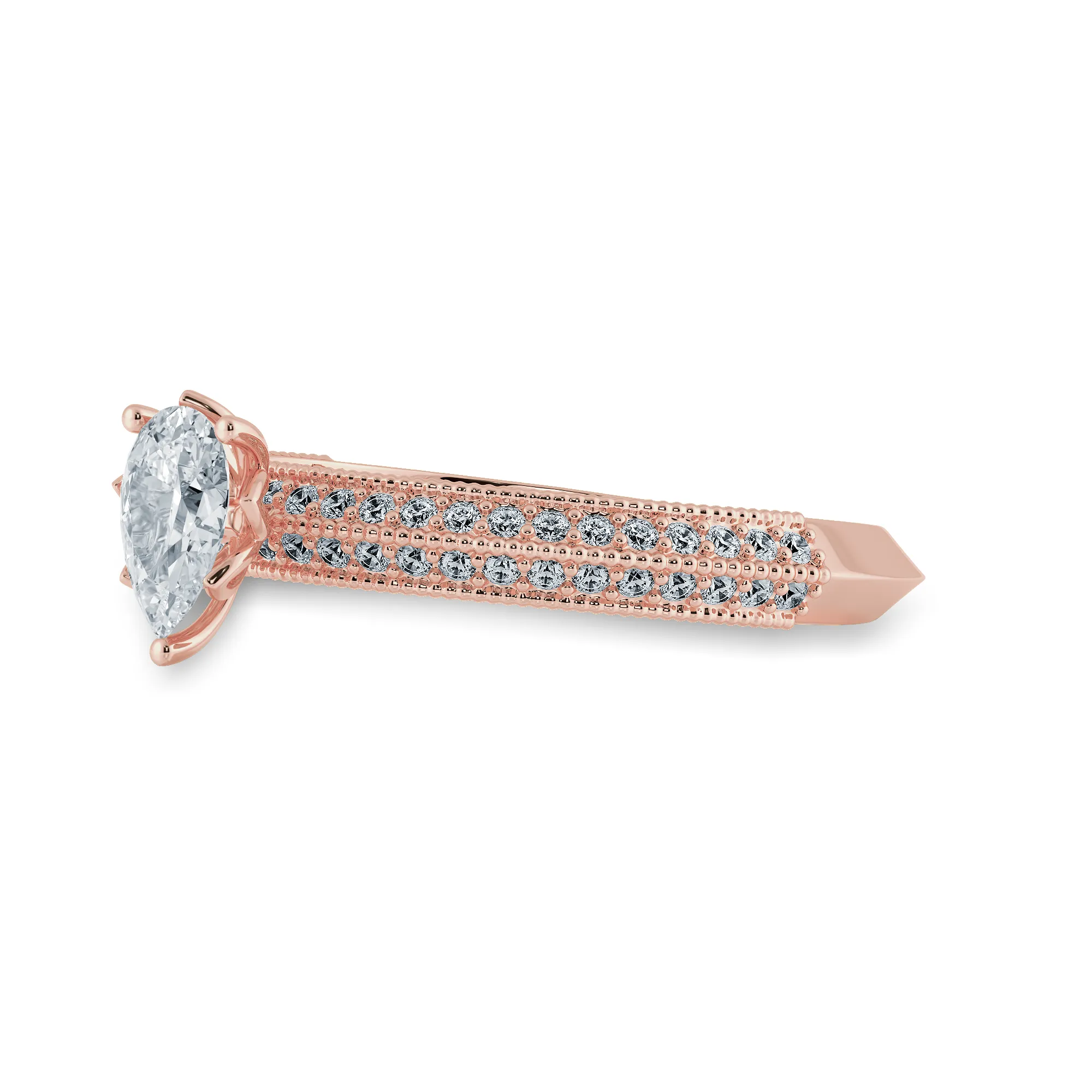 0.70cts. Pear Cut Solitaire Diamond Split Shank 18K Rose Gold Ring JL AU 1191R-B