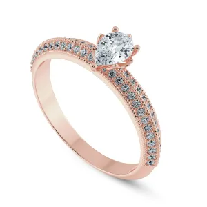 0.70cts. Pear Cut Solitaire Diamond Split Shank 18K Rose Gold Ring JL AU 1191R-B