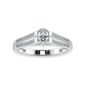 0.70cts Pear Cut Solitaire Diamond Split Shank Platinum Ring JL PT 1183-B