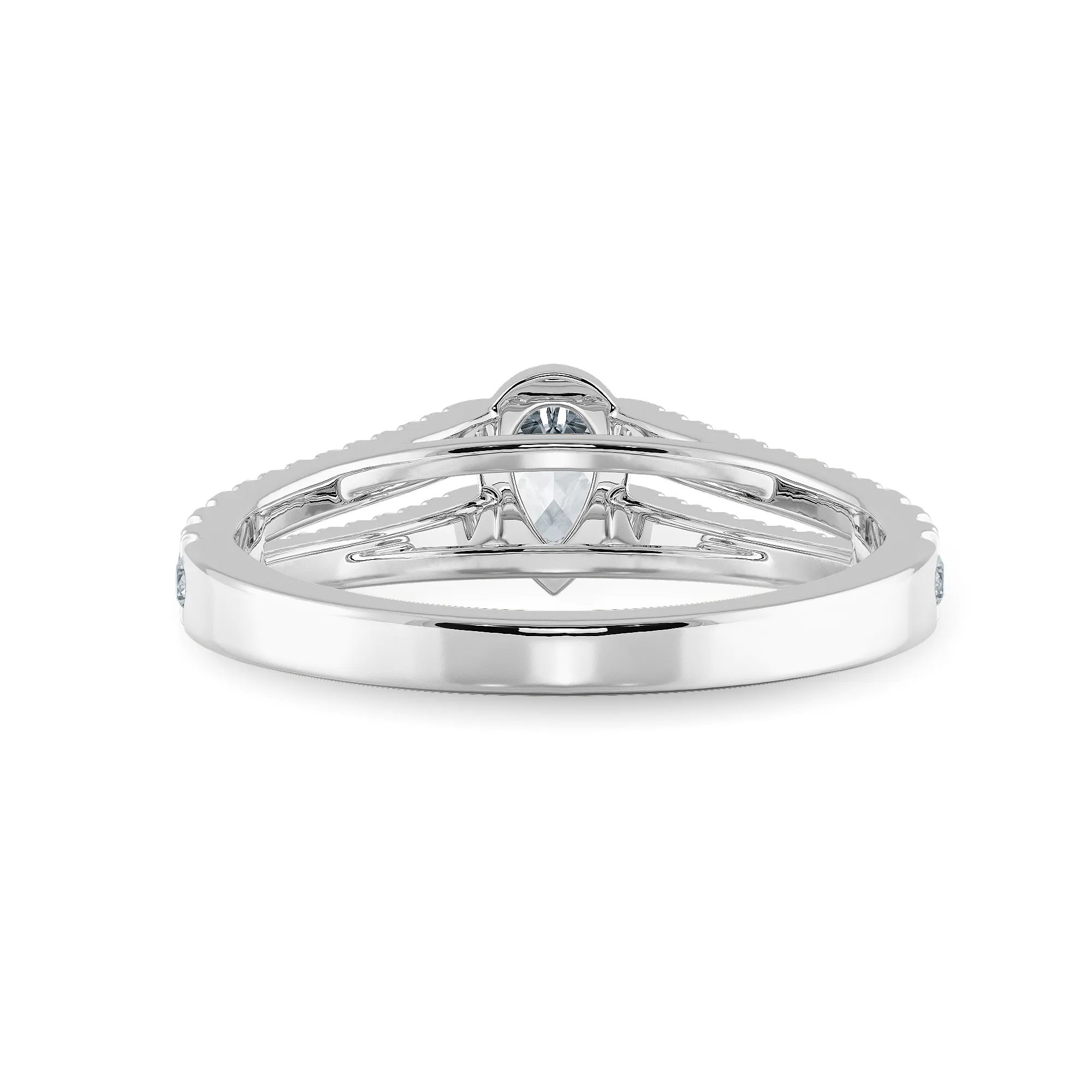 0.70cts Pear Cut Solitaire Diamond Split Shank Platinum Ring JL PT 1183-B
