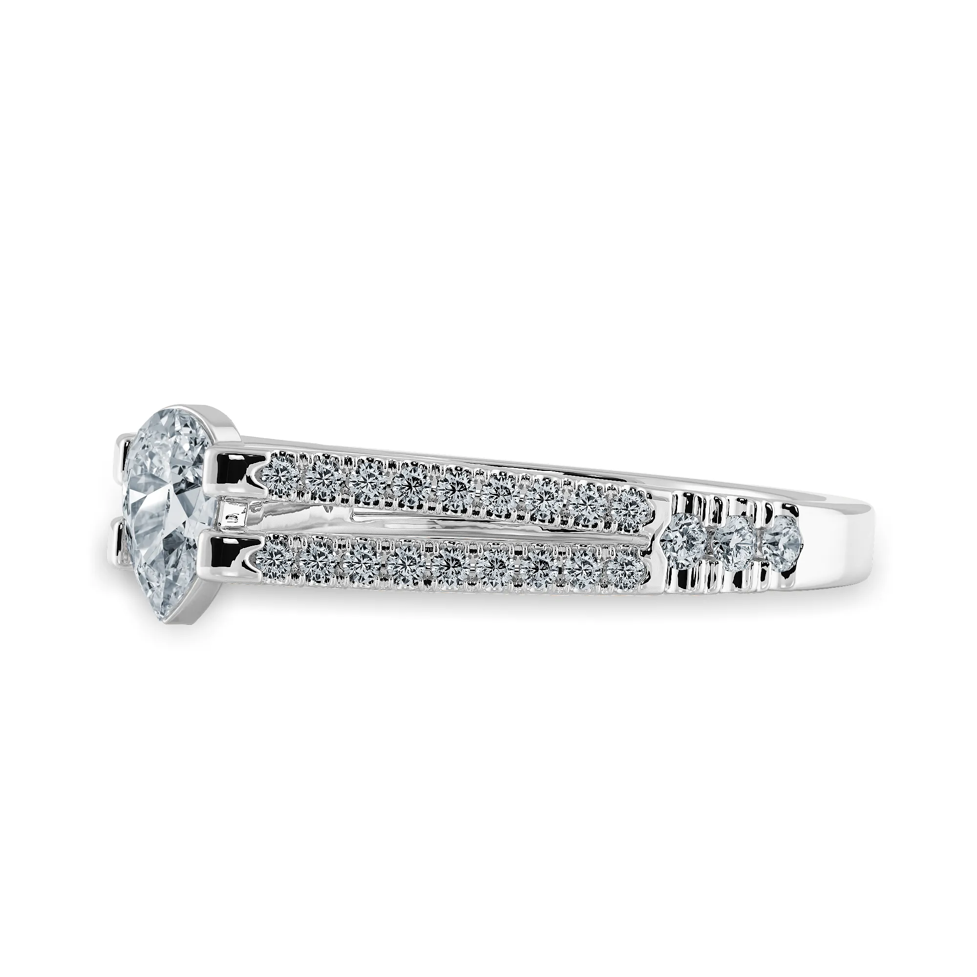0.70cts Pear Cut Solitaire Diamond Split Shank Platinum Ring JL PT 1183-B