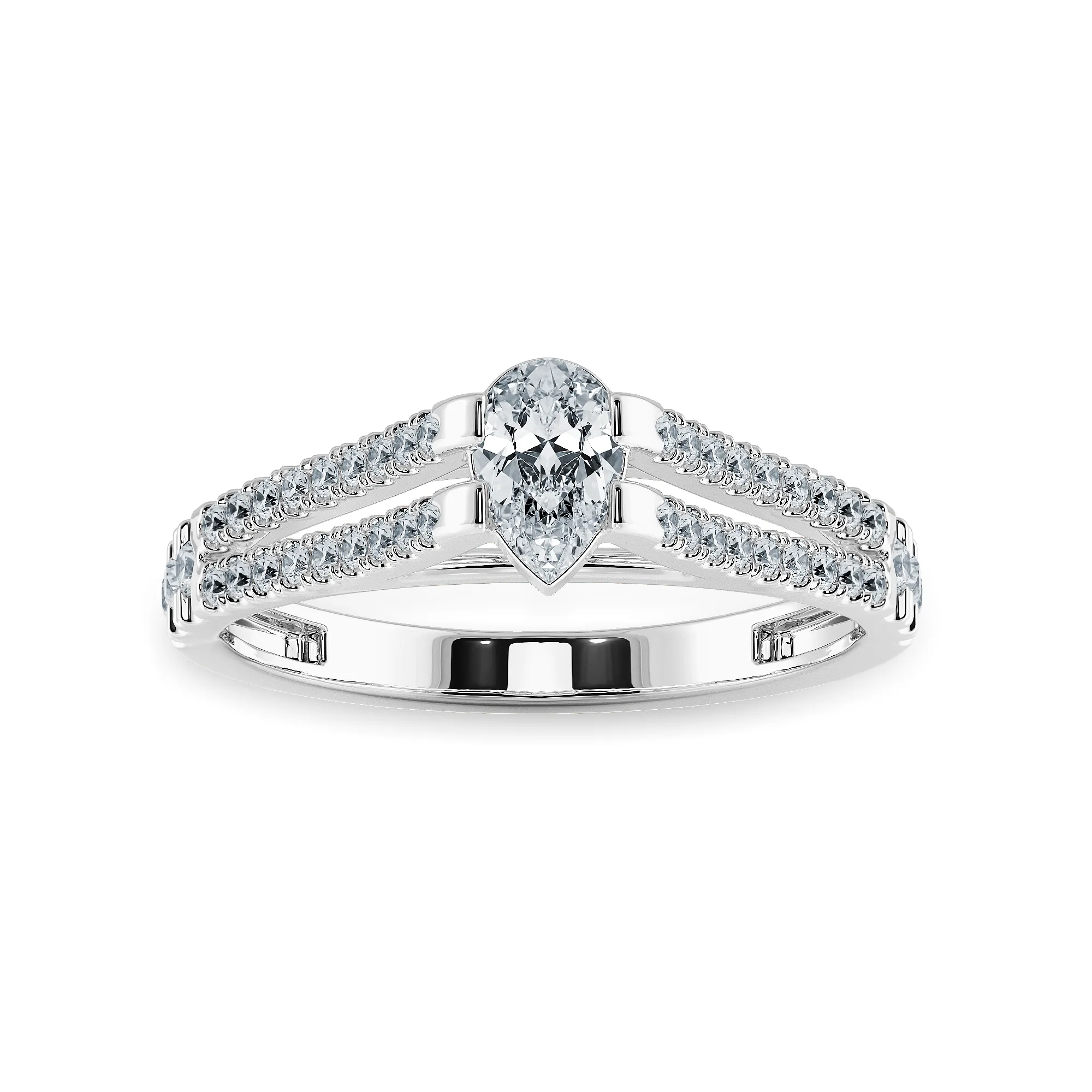 0.70cts Pear Cut Solitaire Diamond Split Shank Platinum Ring JL PT 1183-B