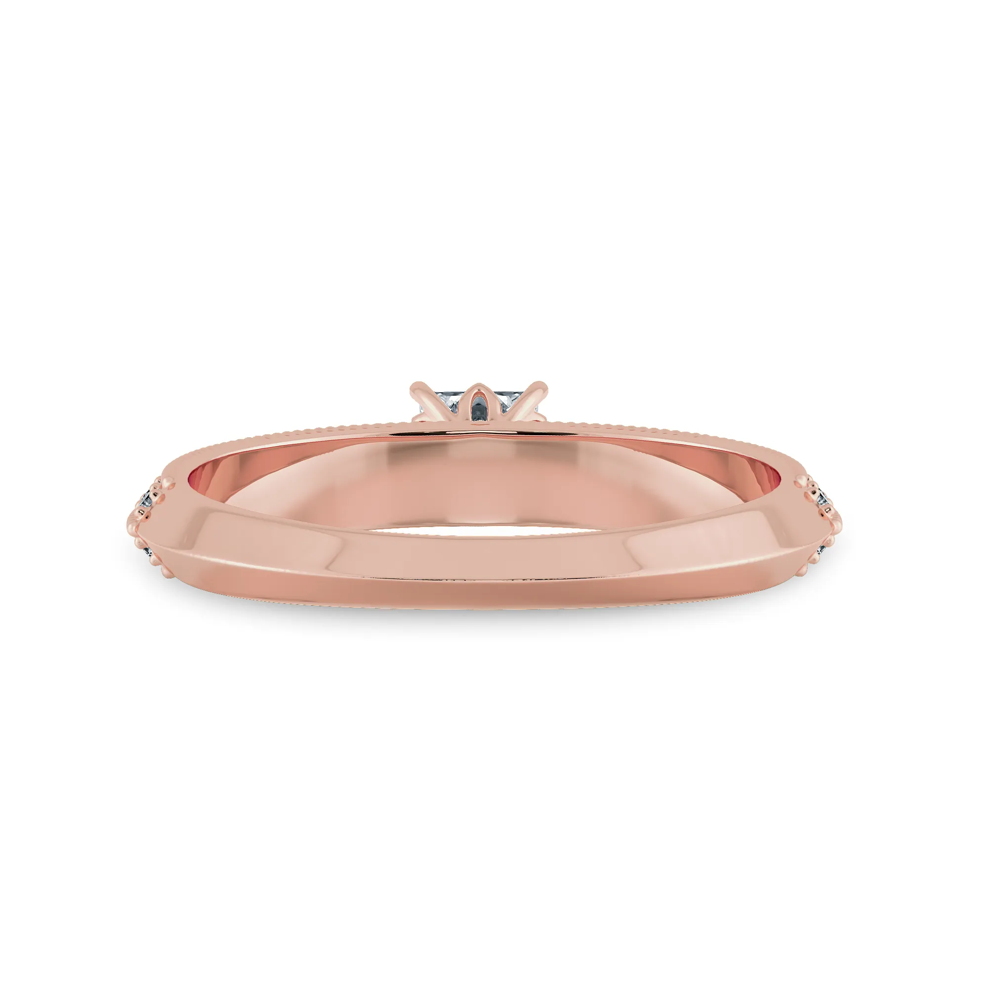 0.70cts. Princess Cut Solitaire Diamond Split Shank 18K Rose Gold Ring JL AU 1186R-B