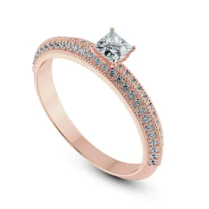 0.70cts. Princess Cut Solitaire Diamond Split Shank 18K Rose Gold Ring JL AU 1186R-B