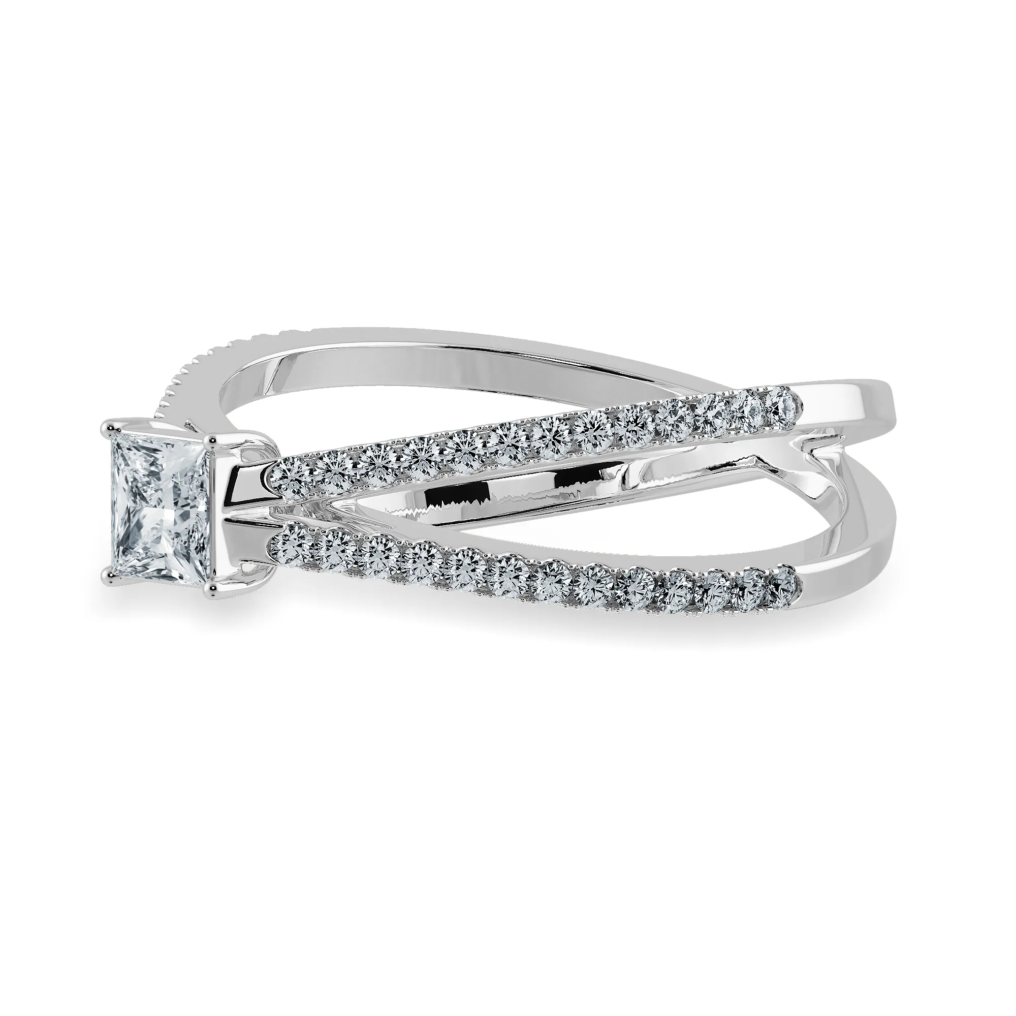 0.70cts Princess Cut Solitaire Diamond Split Shank Platinum Ring JL PT 1170-B