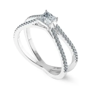0.70cts Princess Cut Solitaire Diamond Split Shank Platinum Ring JL PT 1170-B