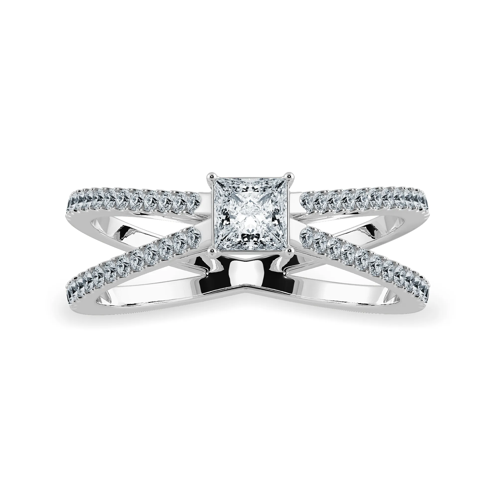 0.70cts Princess Cut Solitaire Diamond Split Shank Platinum Ring JL PT 1170-B