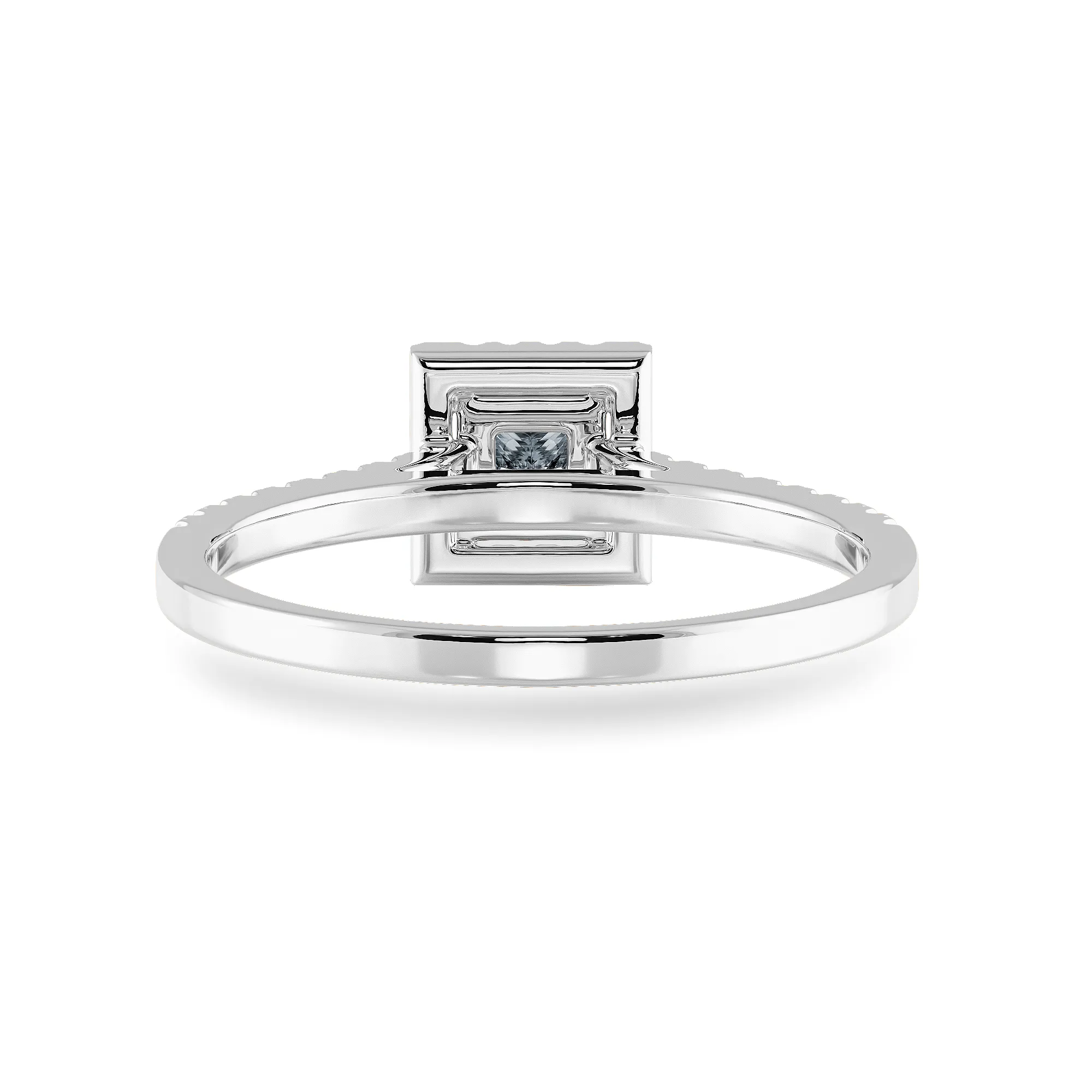 0.70cts Princess Cut Solitaire Diamond Square Halo Shank Platinum Ring JL PT 1194-B