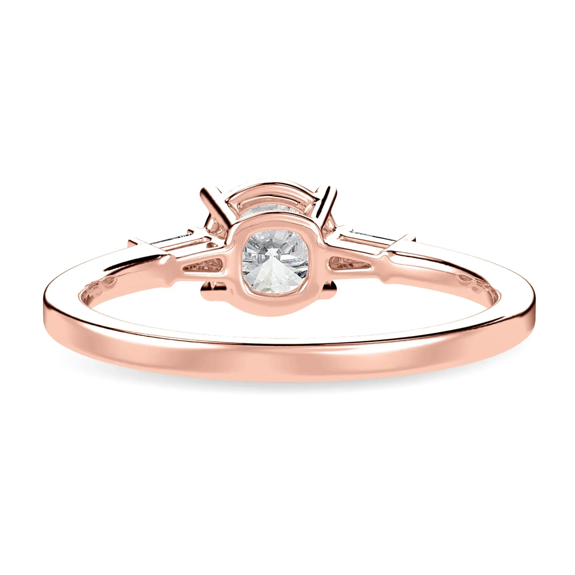 0.70cts. Solitaire Baguette Diamond Accents 18K Rose Gold Ring JL AU 1209R-B