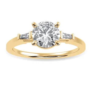 0.70cts. Solitaire Baguette Diamond Accents 18K Yellow Gold Ring JL AU 1209Y-B