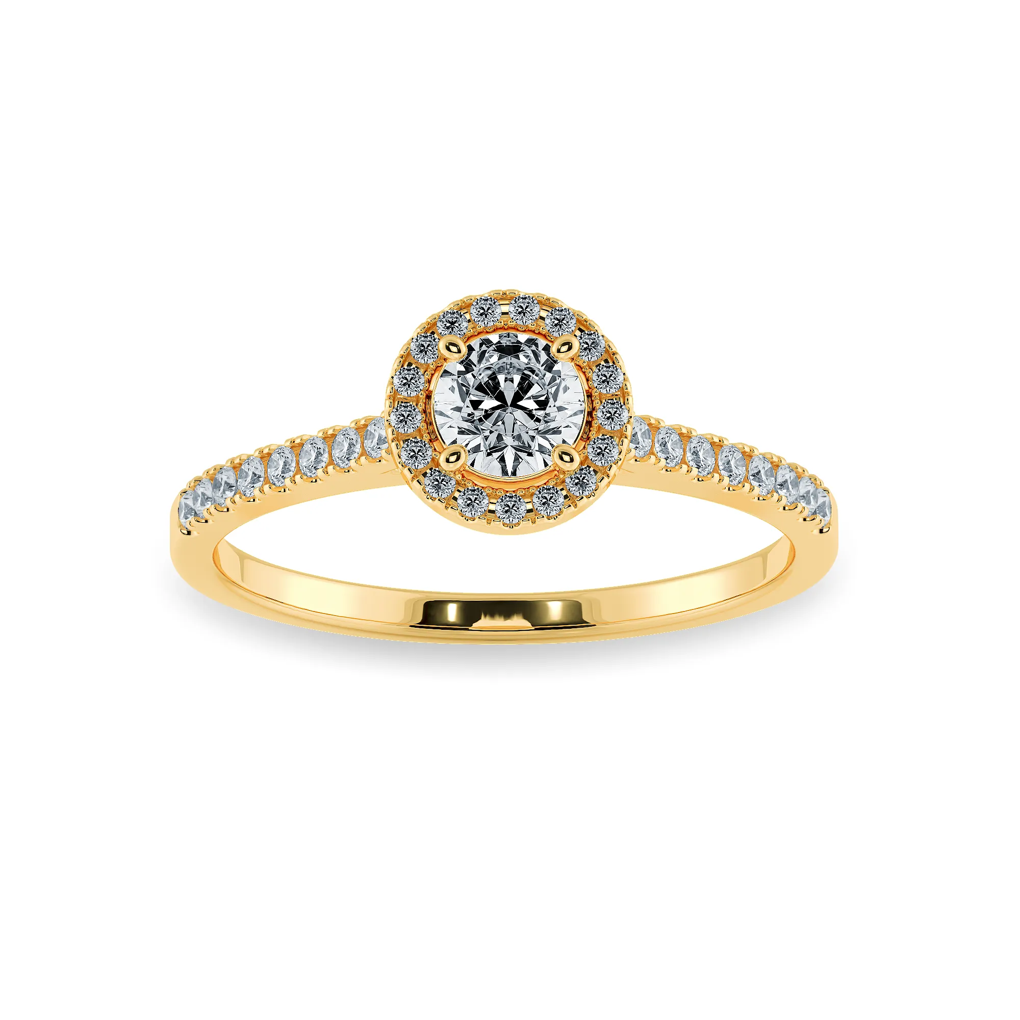 0.70cts. Solitaire Diamond Halo Shank 18K Yellow Gold Ring JL AU 1193Y-B