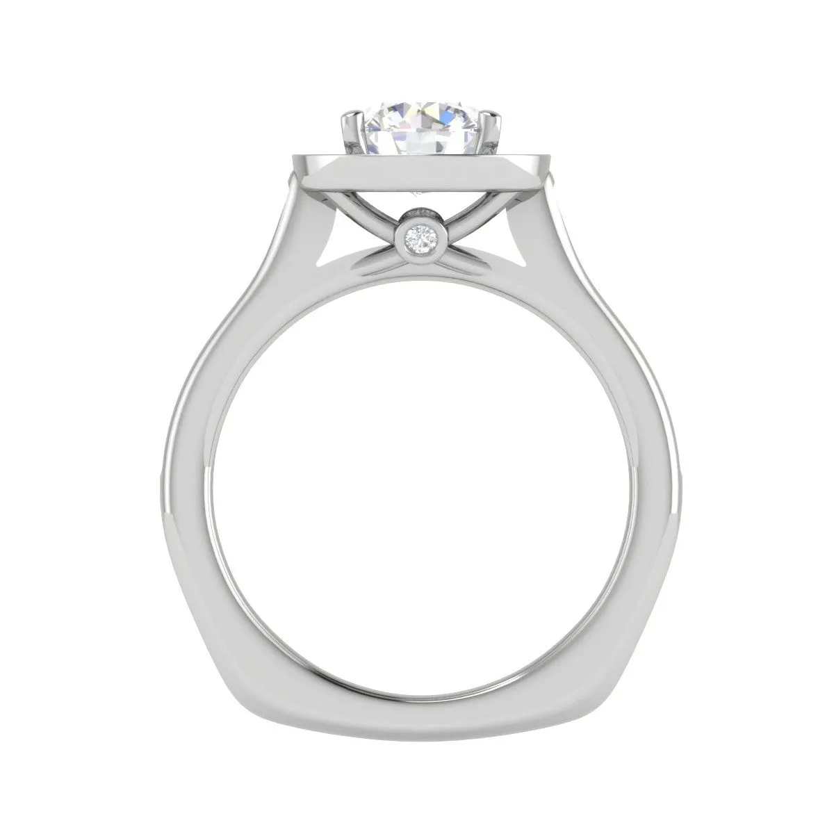 0.70cts Solitaire Halo Diamond Shank Platinum Ring JL PT RH RD 156