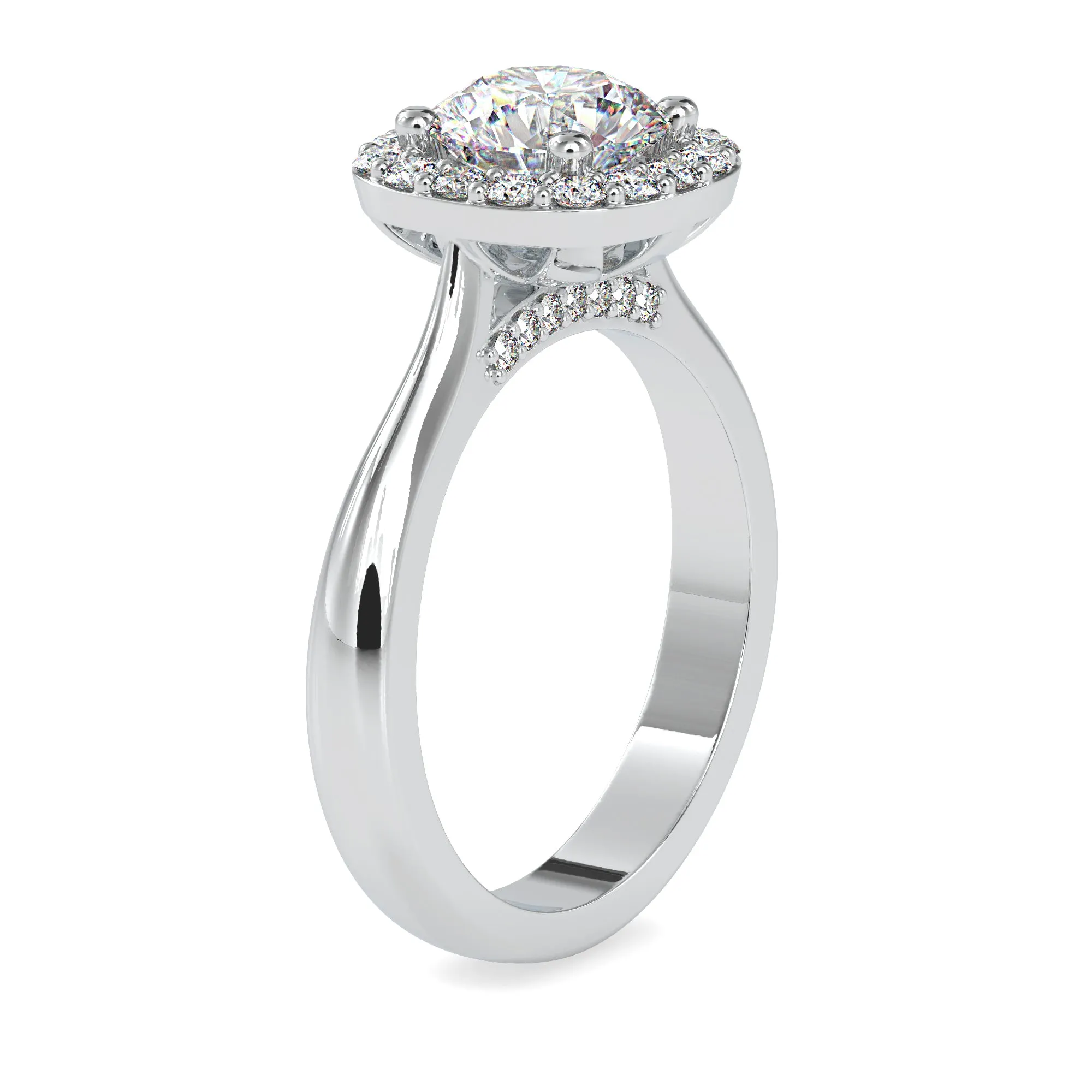 0.70cts. Solitaire Platinum Diamond Halo Engagement Ring JL PT 0101