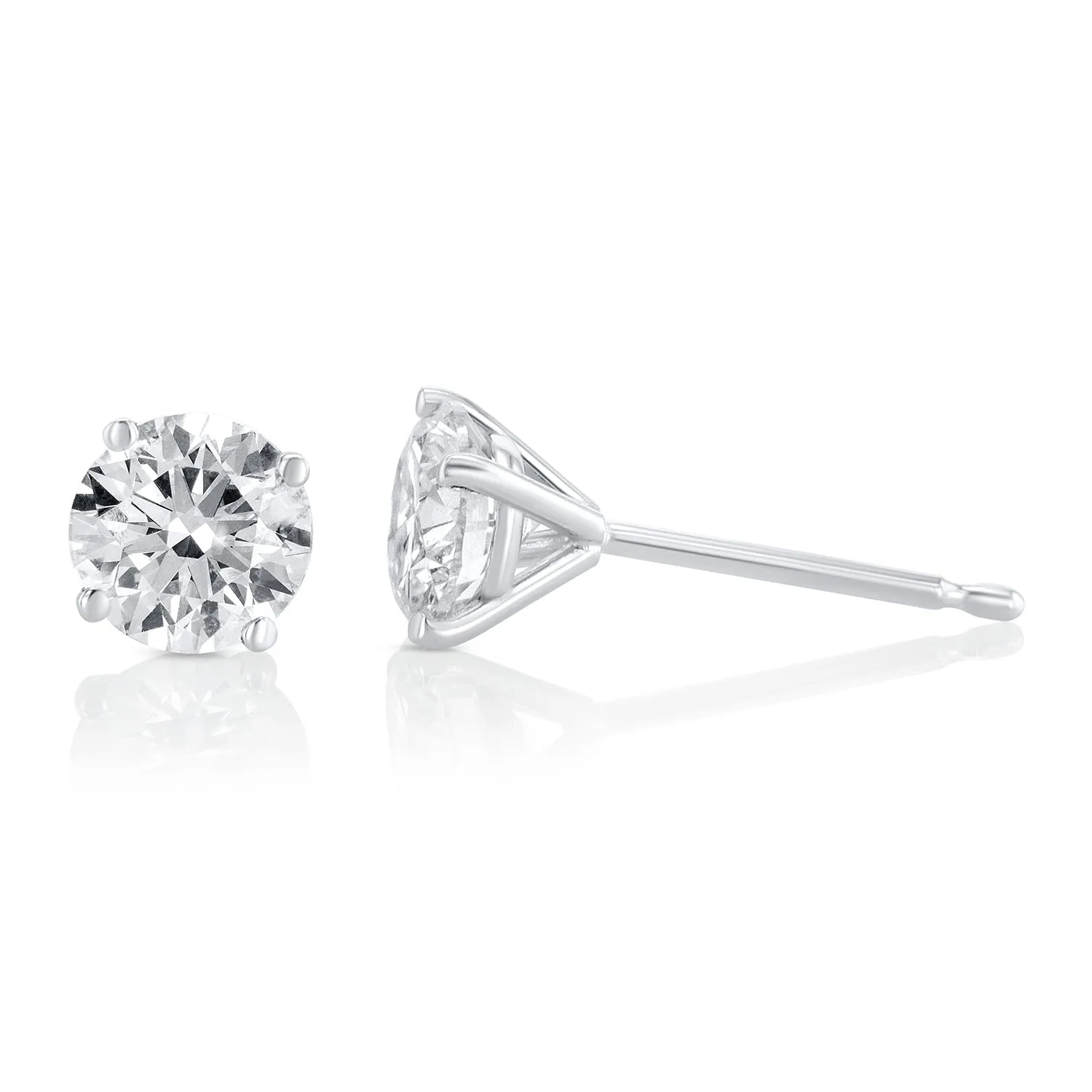 0.71 Carat Round Lab Grown Diamond Ear Studs set in 14K White Gold (4 Prong Setting)