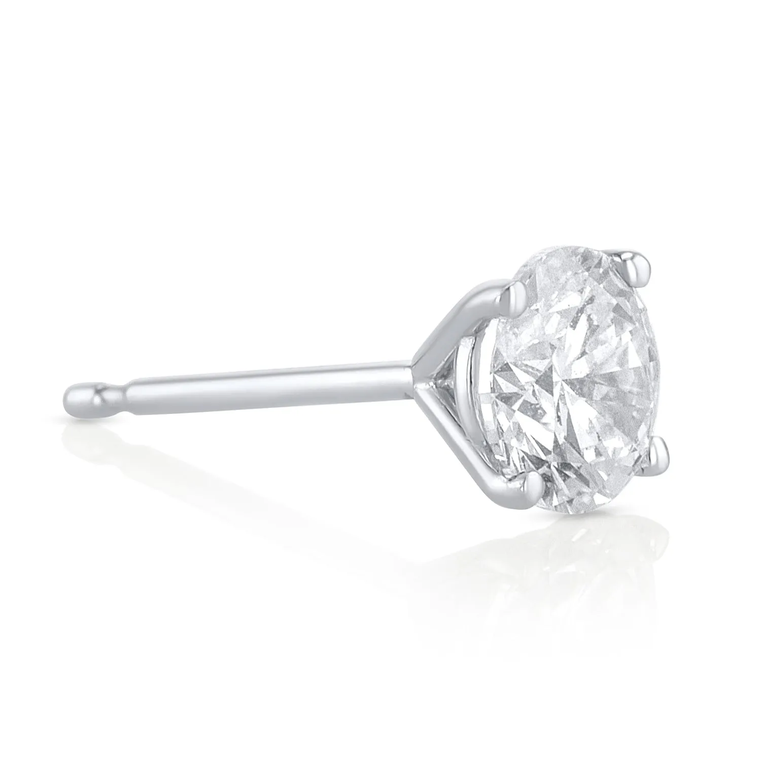0.71 Carat Round Lab Grown Diamond Ear Studs set in 14K White Gold (4 Prong Setting)