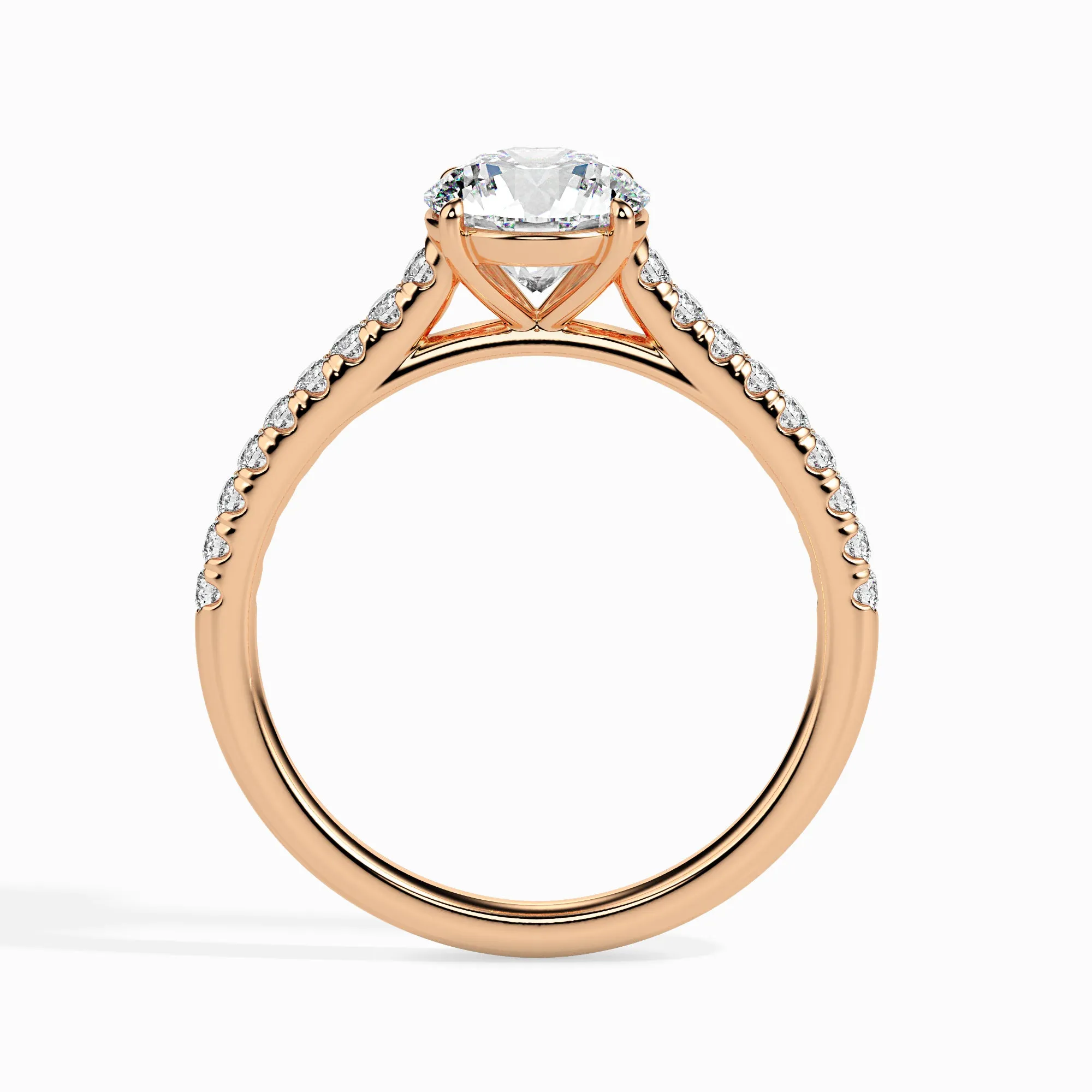 1-Carat 18K Rose Gold Solitaire Diamond Shank Ring for Women JL AU 19011R-C