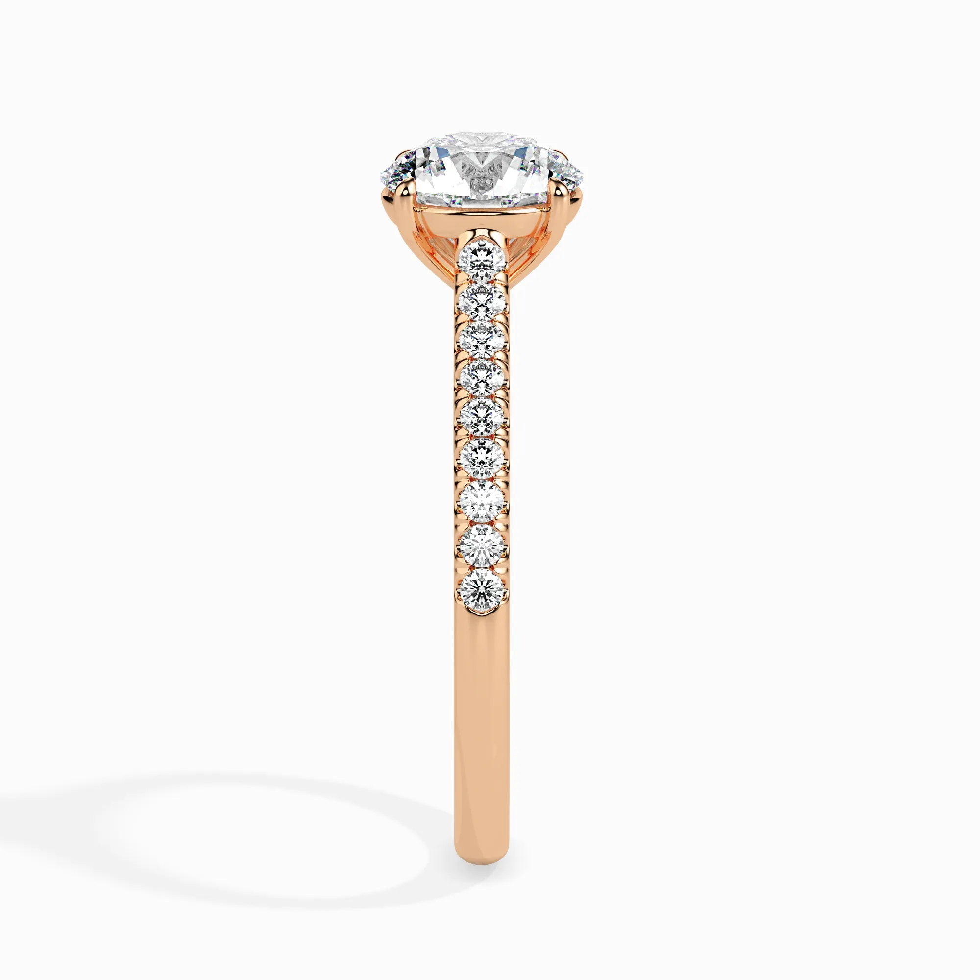 1-Carat 18K Rose Gold Solitaire Diamond Shank Ring for Women JL AU 19011R-C