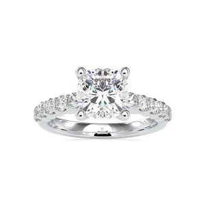 1-Carat Cushion Cut Solitaire Diamond Shank Platinum Ring JL PT 0111-B