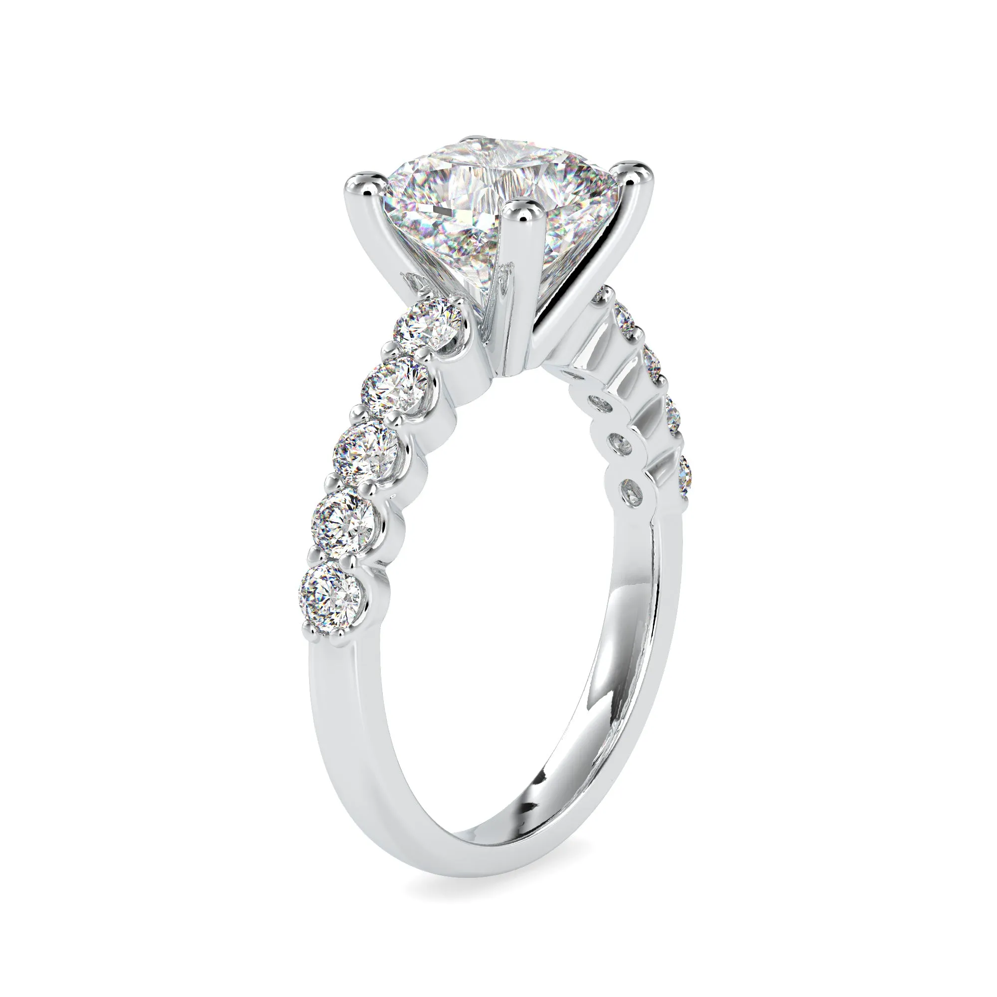 1-Carat Cushion Cut Solitaire Diamond Shank Platinum Ring JL PT 0111-B