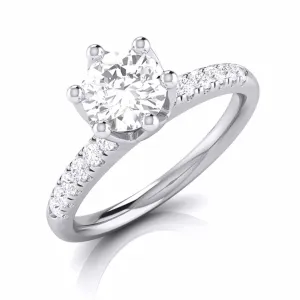 1-Carat Lab Grown Solitaire Flowery Platinum Engagement Ring with Diamond Shank JL PT LG G 105-C