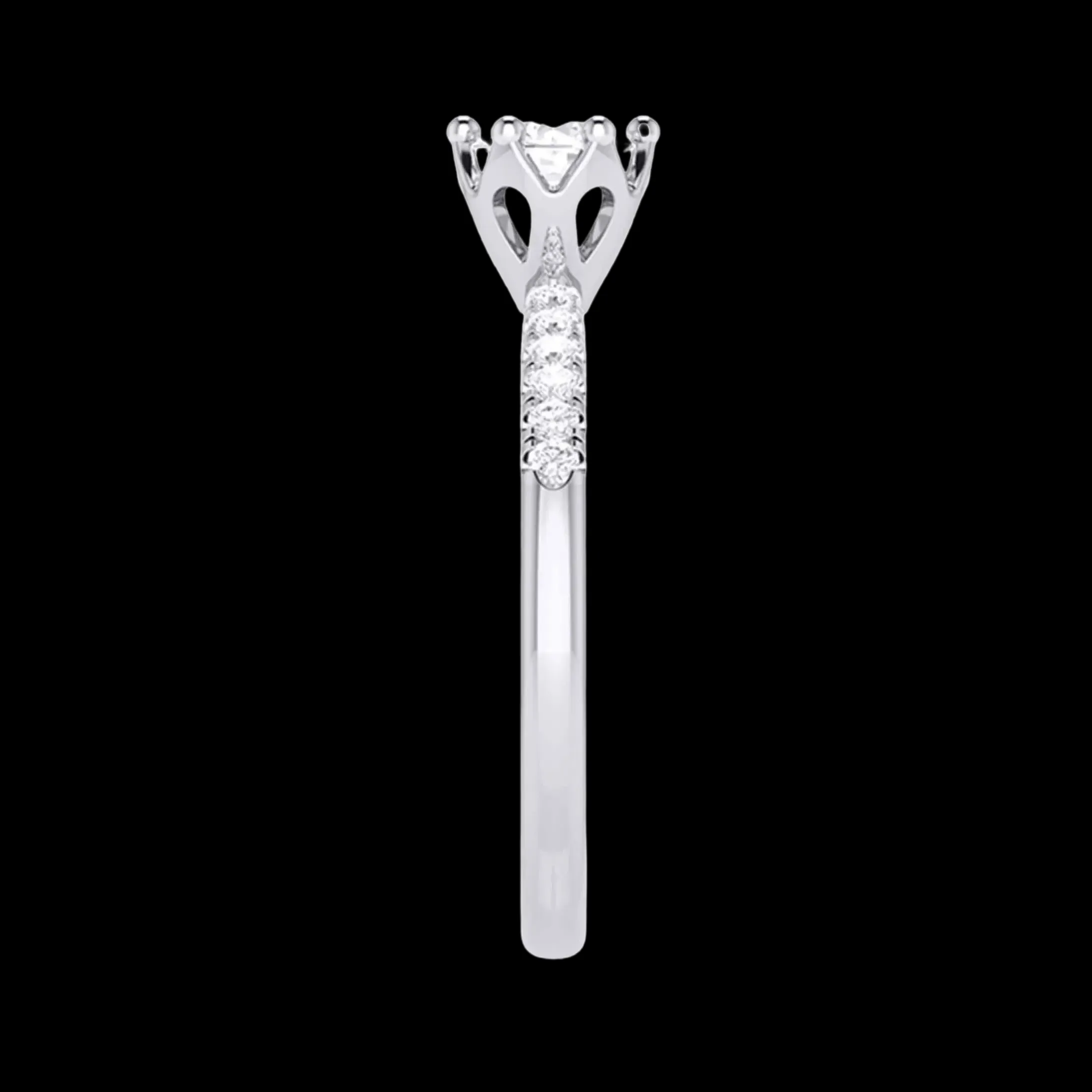 1-Carat Lab Grown Solitaire Flowery Platinum Engagement Ring with Diamond Shank JL PT LG G 105-C