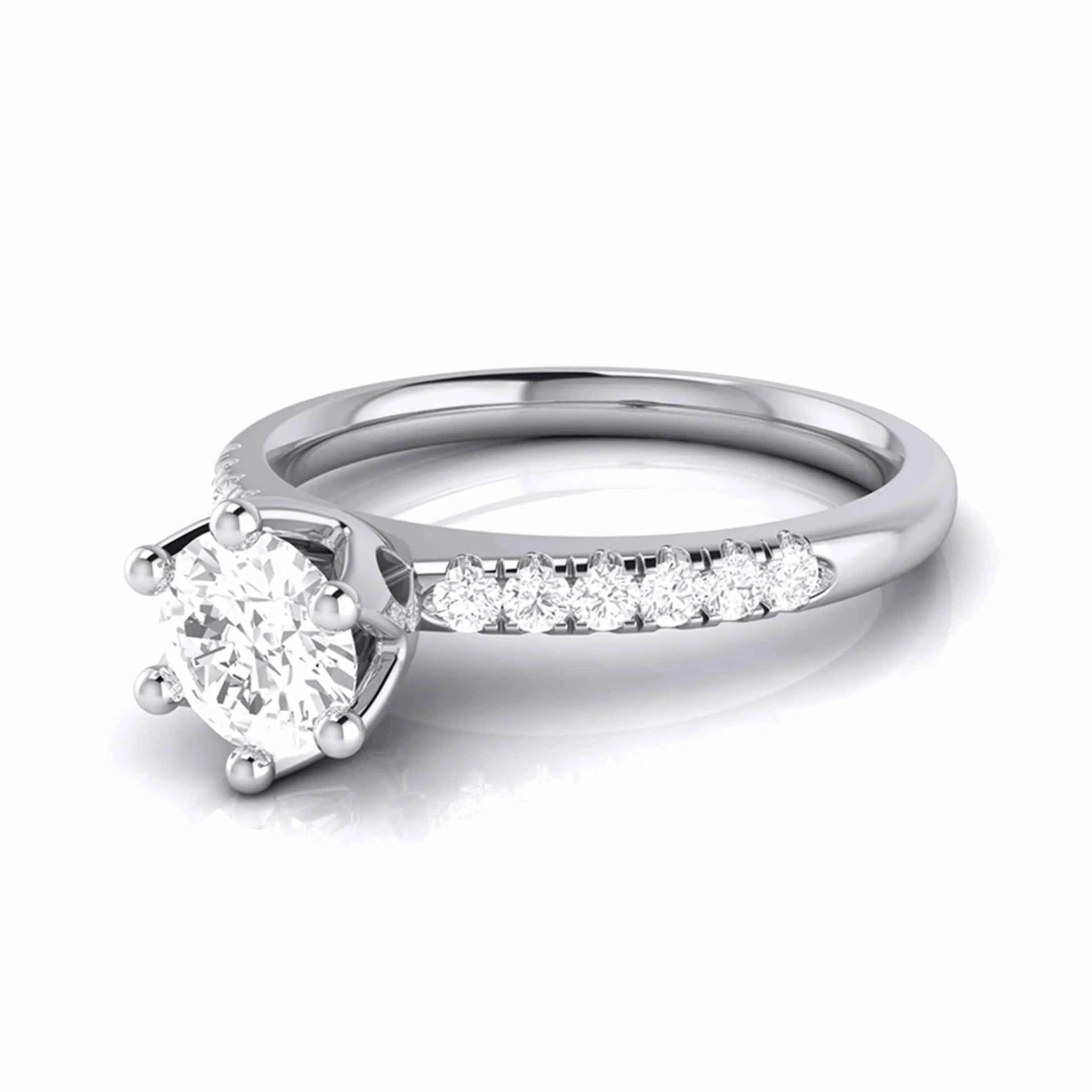 1-Carat Lab Grown Solitaire Flowery Platinum Engagement Ring with Diamond Shank JL PT LG G 105-C