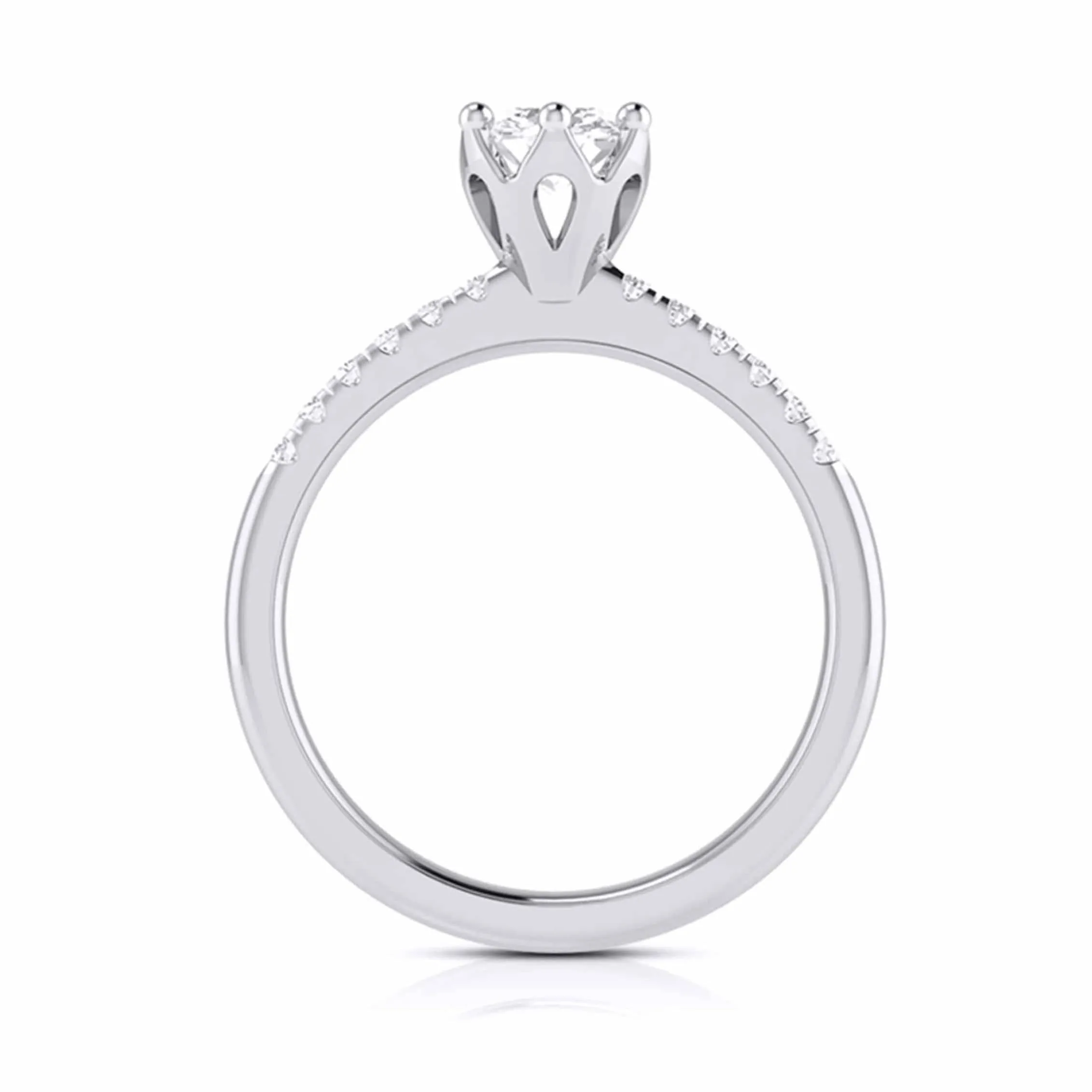 1-Carat Lab Grown Solitaire Flowery Platinum Engagement Ring with Diamond Shank JL PT LG G 105-C