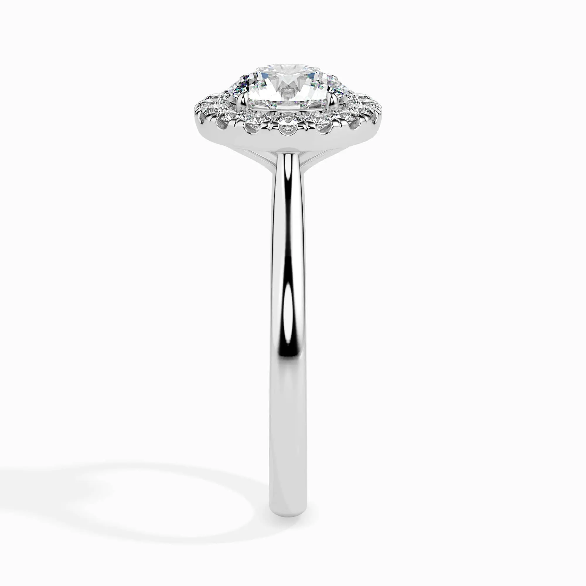 1-Carat Lab Grown Solitaire Halo Diamond Shank Platinum Ring JL PT LG G 19021-B