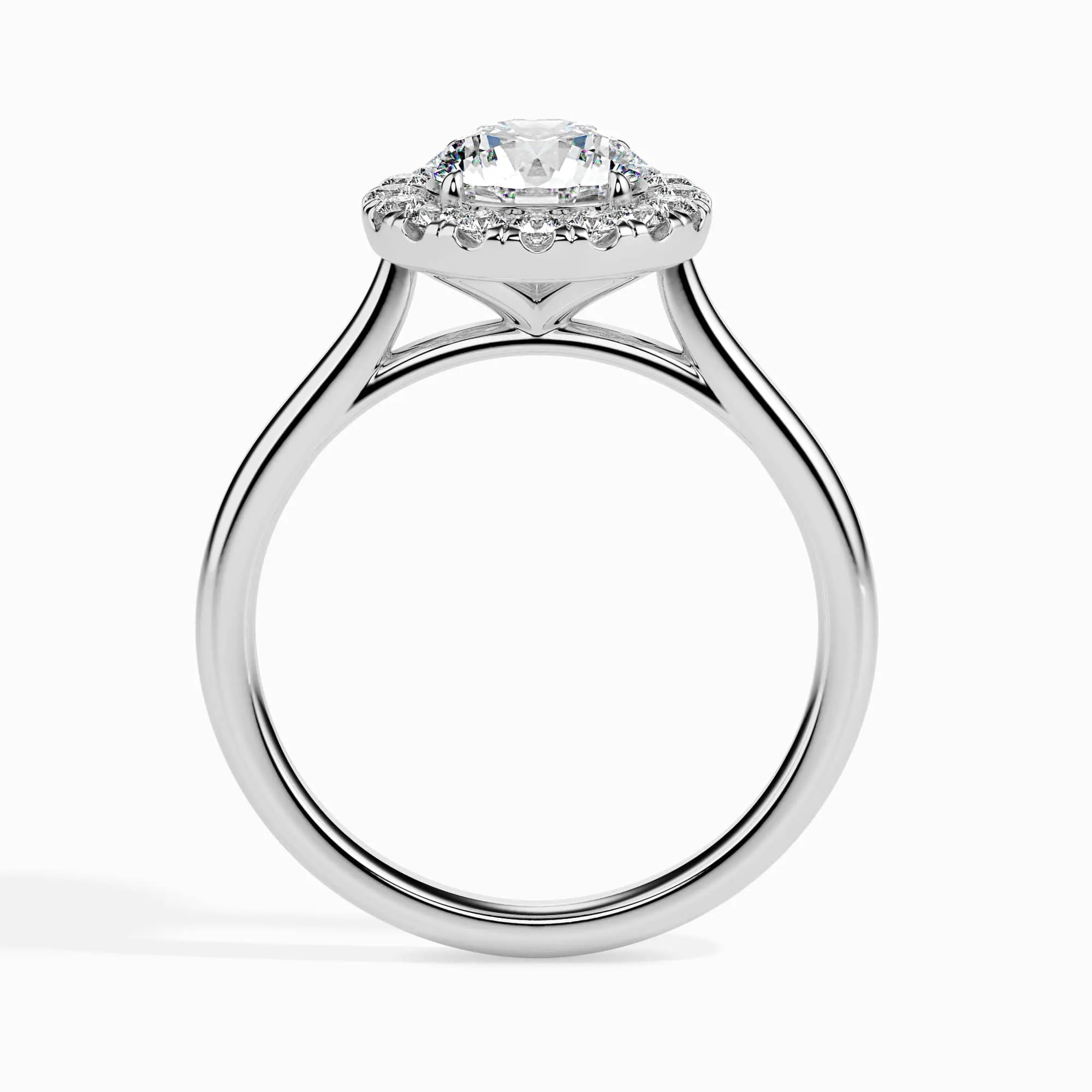 1-Carat Lab Grown Solitaire Halo Diamond Shank Platinum Ring JL PT LG G 19021-B